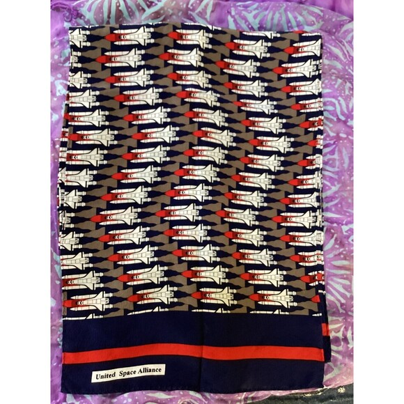 Vintage Salties United Space Alliance Space Shuttle Print Rectangle Scarf 45X10 - Picture 4 of 5